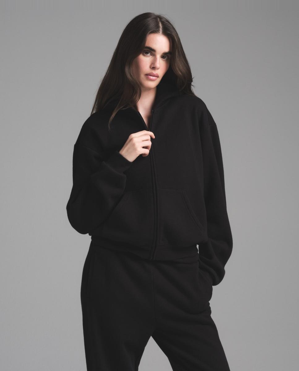 Sudadera con cremallera y capucha, cálida y versátil. - Skims - Negro Negro-1