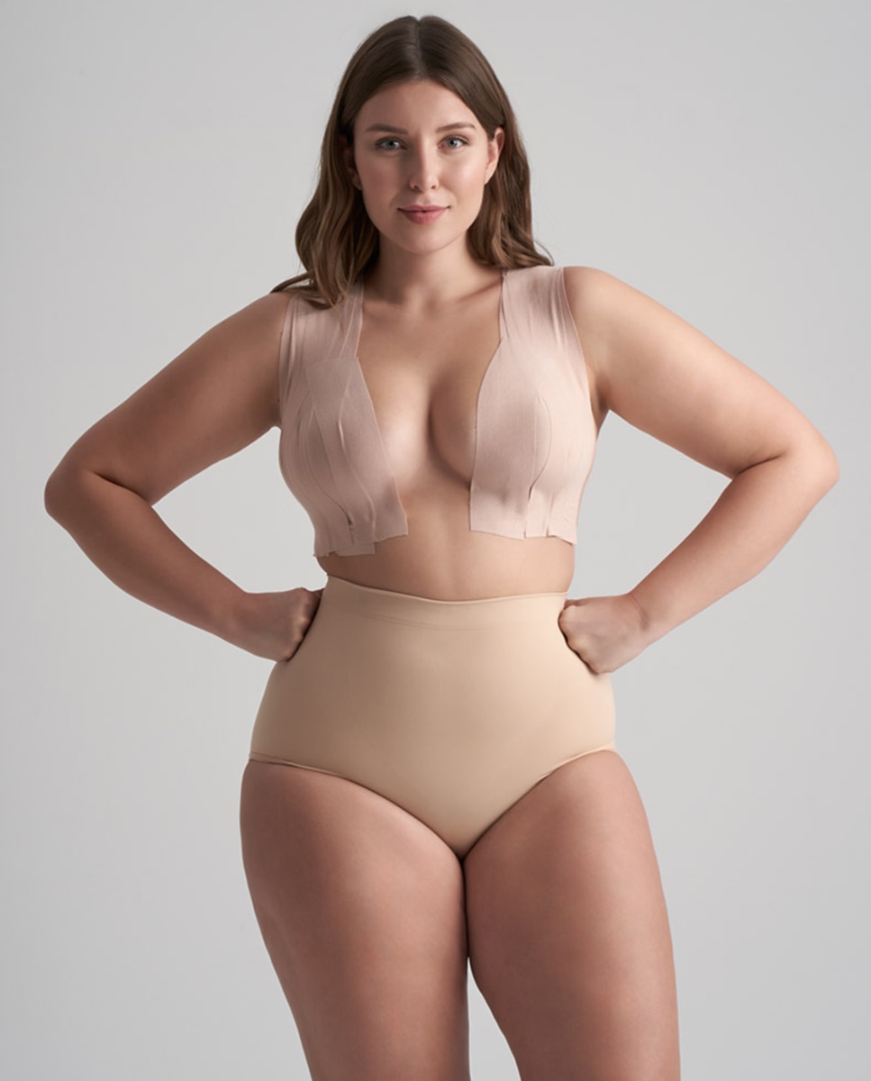 Fita Corporal Elástica e Transpirável com Soutien Bandeau sem Alças - Bege Bege-4