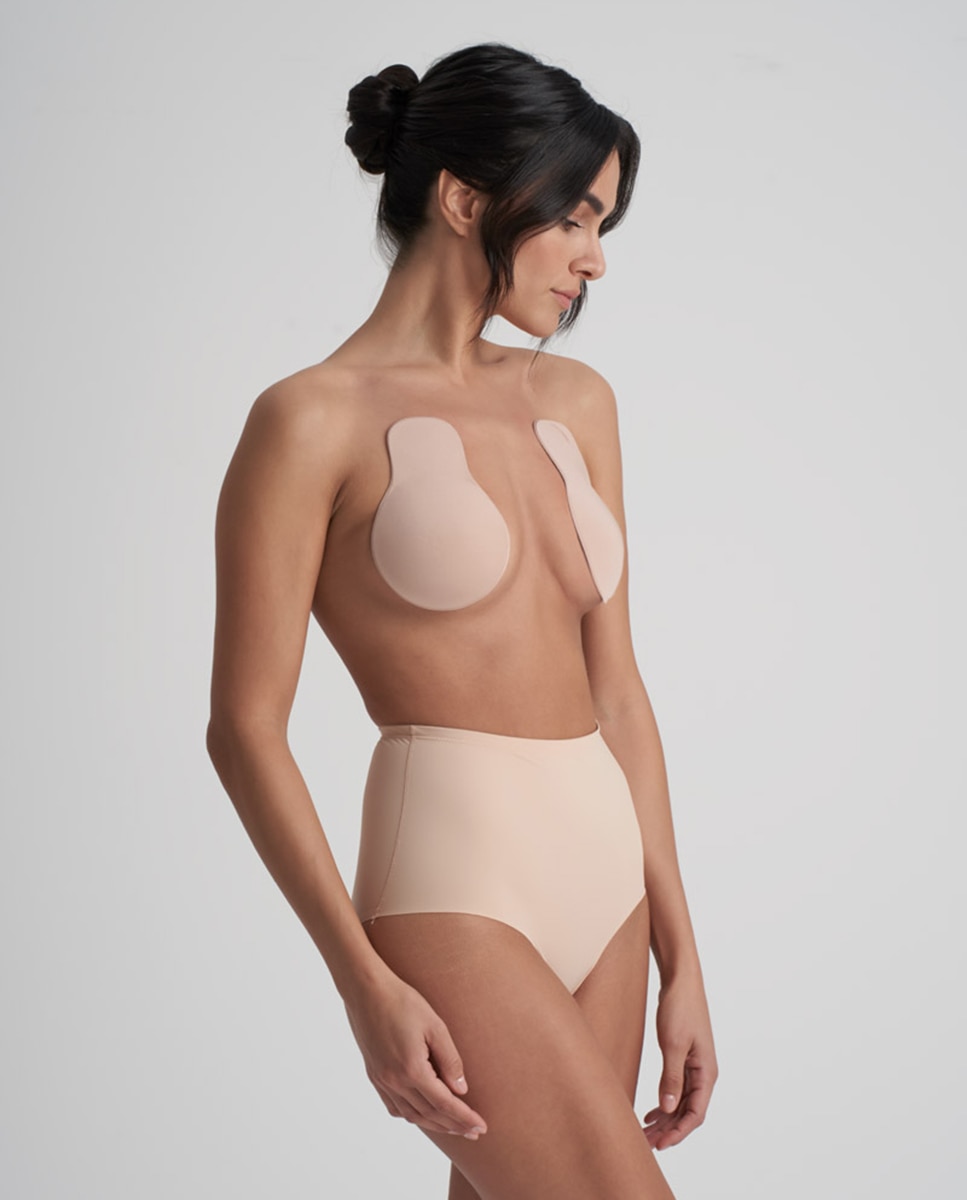 Copas de Tecido Adesivas para Substituir Soutien Bandeau. Realçam e Moldam Bege-3