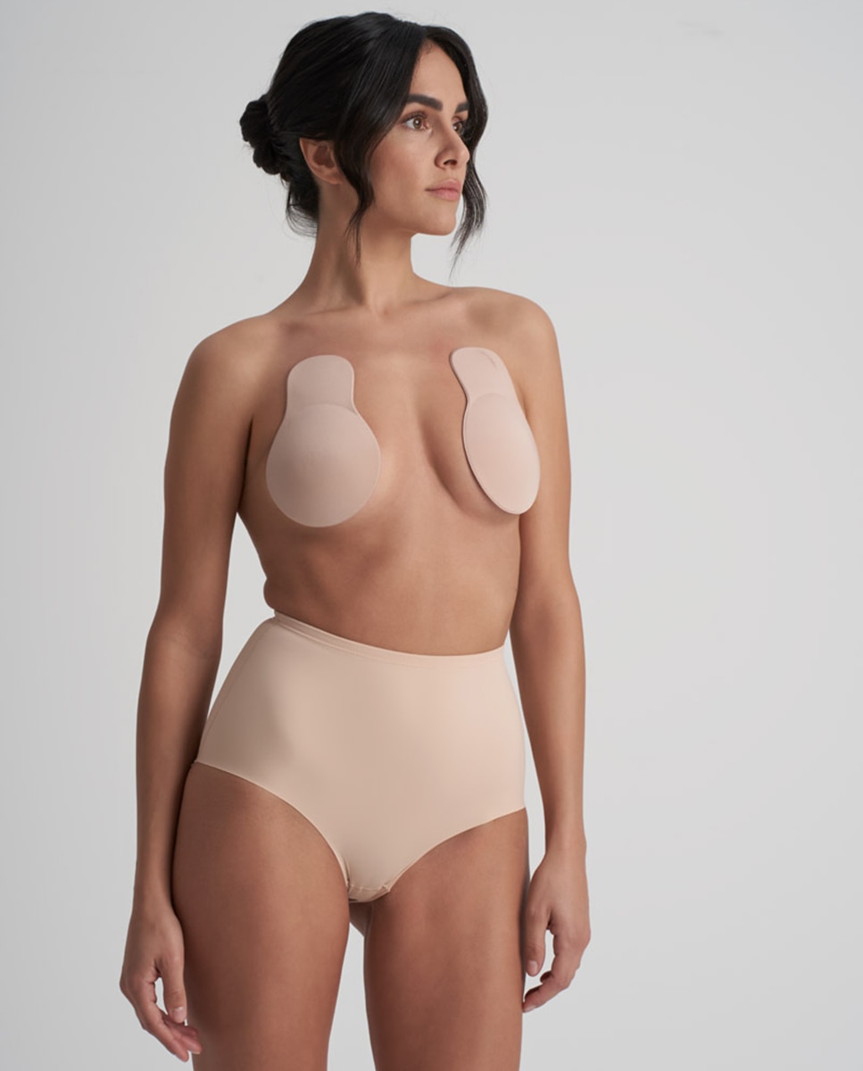 Copas de Tecido Adesivas para Substituir Soutien Bandeau. Realçam e Moldam Bege-4