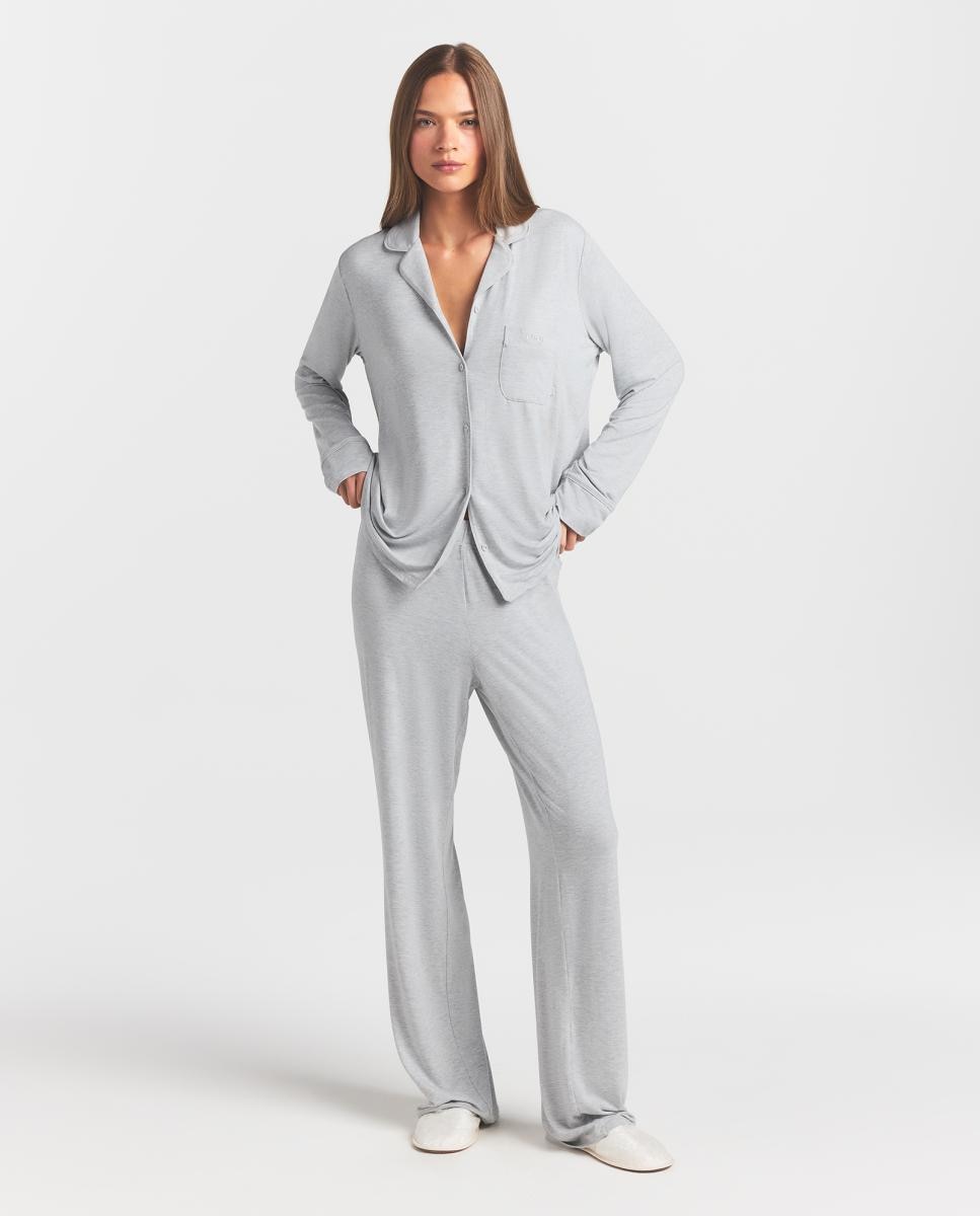 Pijama largo y elegante de mujer - Skims - Gris claro Gris claro-1