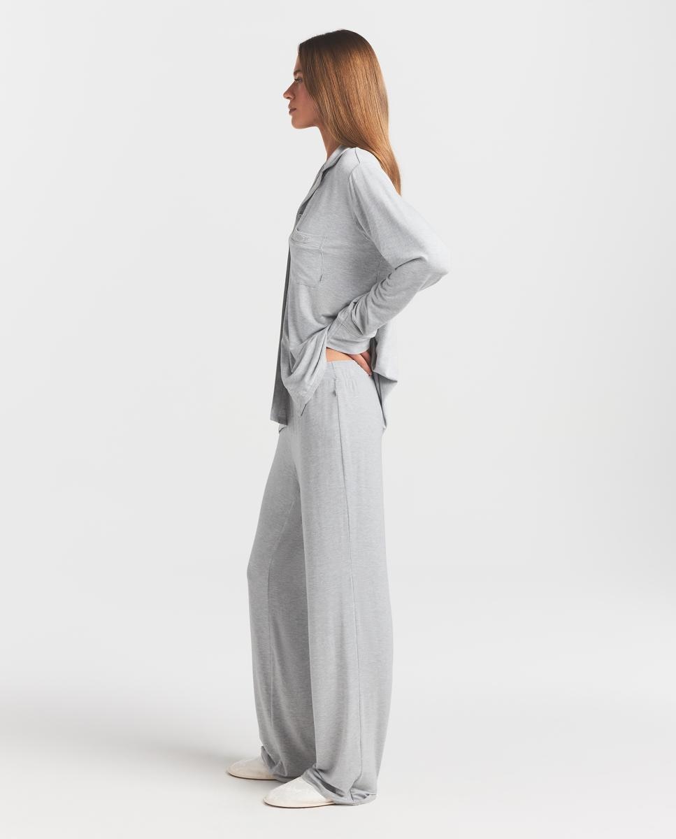 Pijama largo y elegante de mujer - Skims - Gris claro Gris claro-3