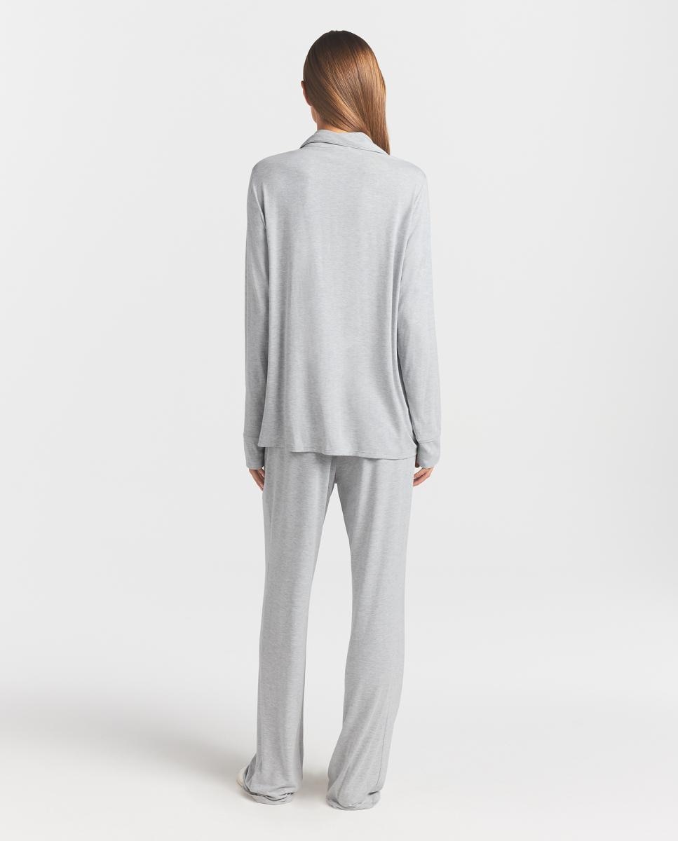 Pijama largo y elegante de mujer - Skims - Gris claro Gris claro-4