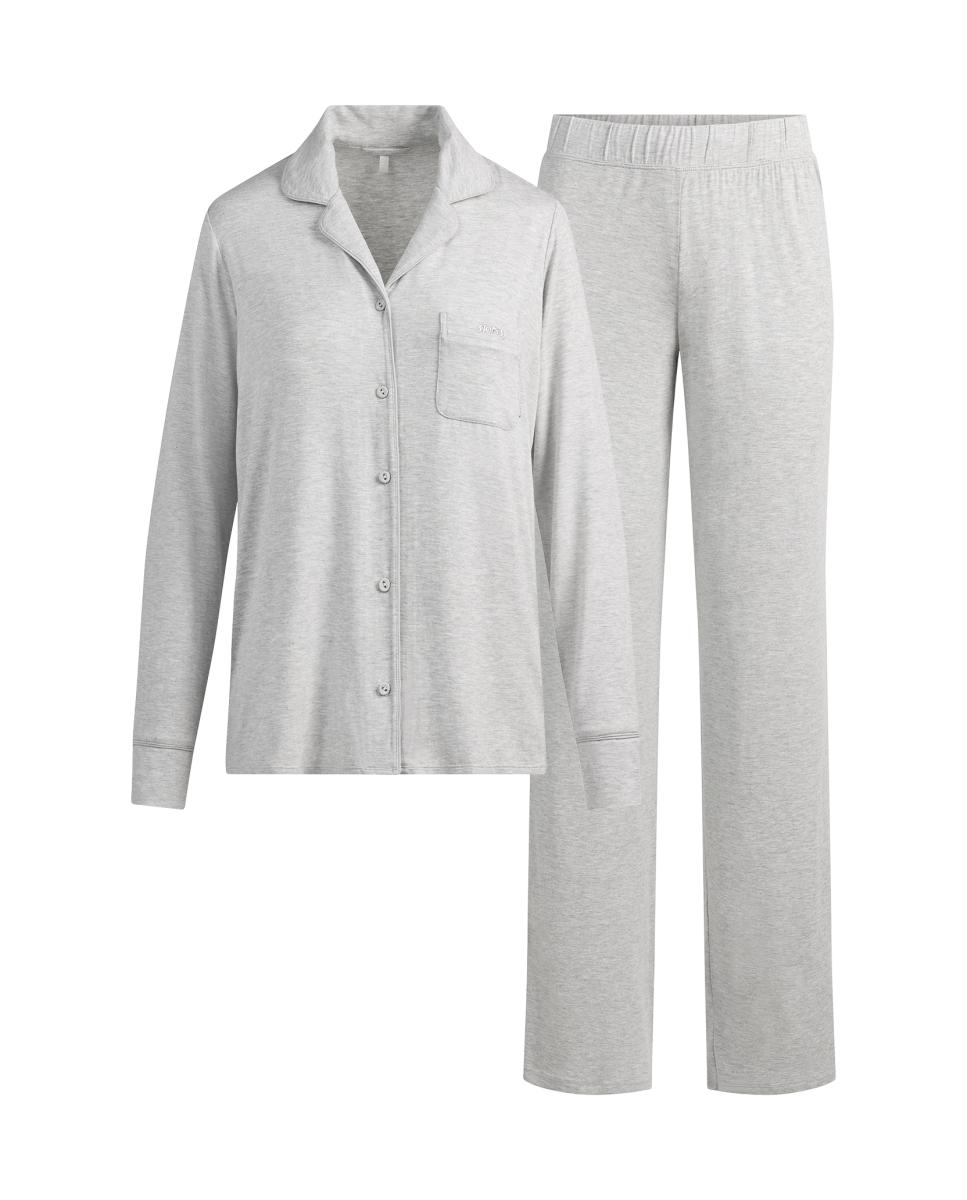 Pijama largo y elegante de mujer - Skims - Gris claro Gris claro-5