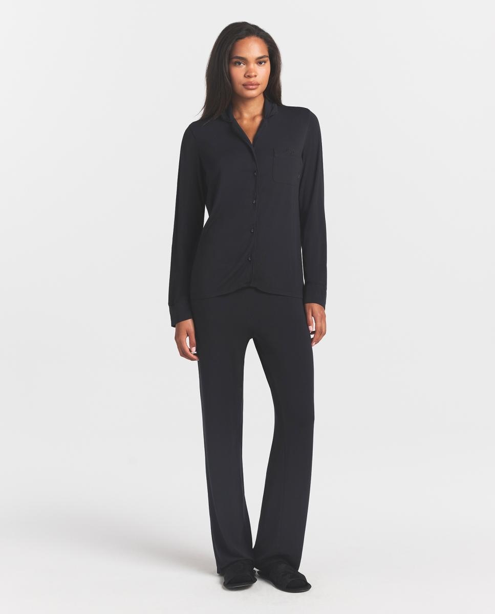 Pijama largo y elegante de mujer - Skims - Negro Negro-1