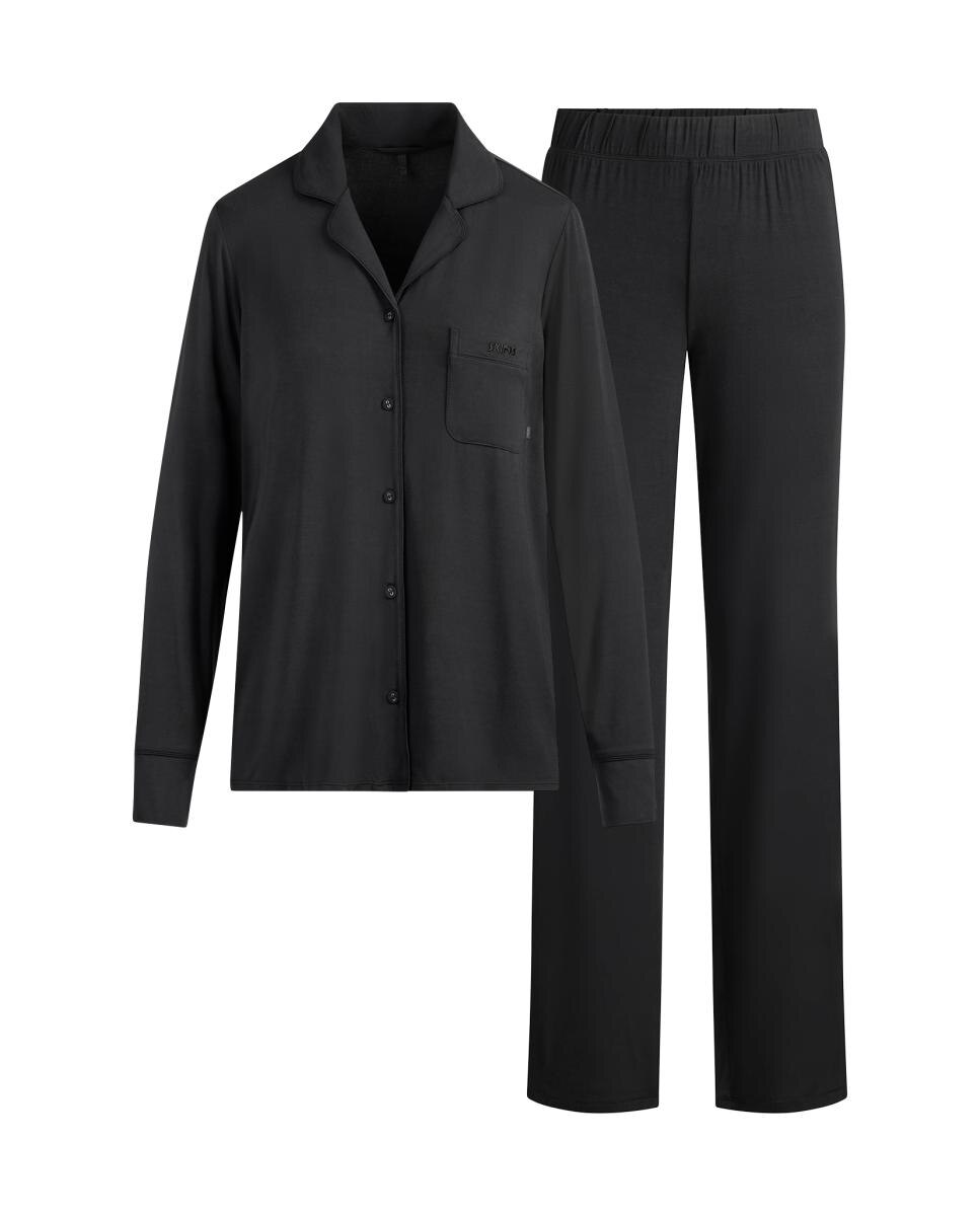 Pijama largo y elegante de mujer - Skims - Negro Negro-5
