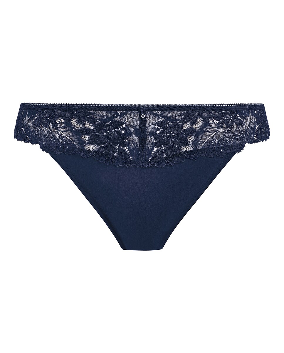 Tanga de Cintura Baixa com Renda Floral Azul-4