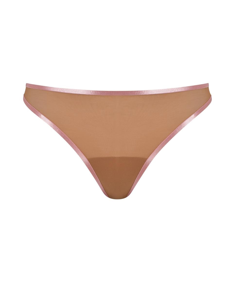 Tanga em Tecido Suave Castanho-claro-4