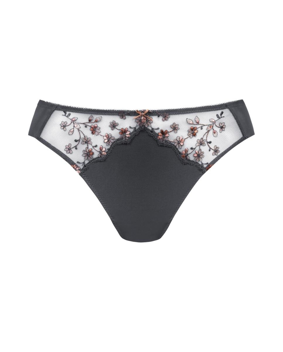Tanga com Renda e Tule na Parte Traseira Cinzento-escuro-5