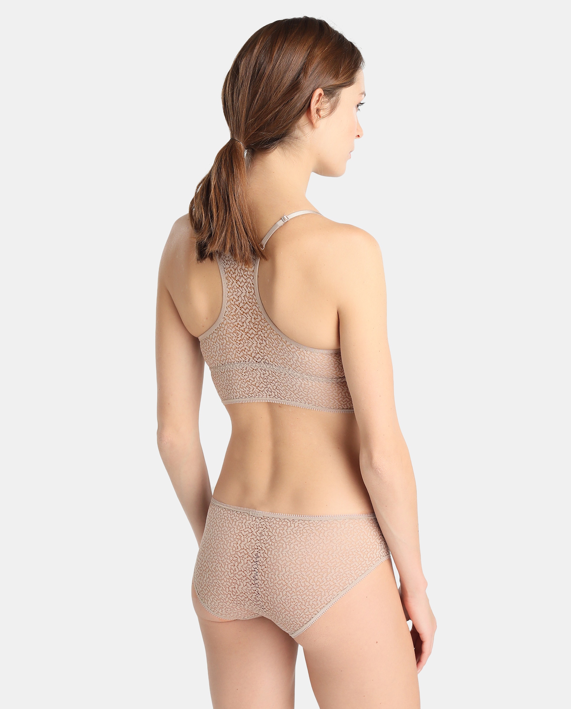 Cueca sexy de mulher DKNY de renda Bege-2
