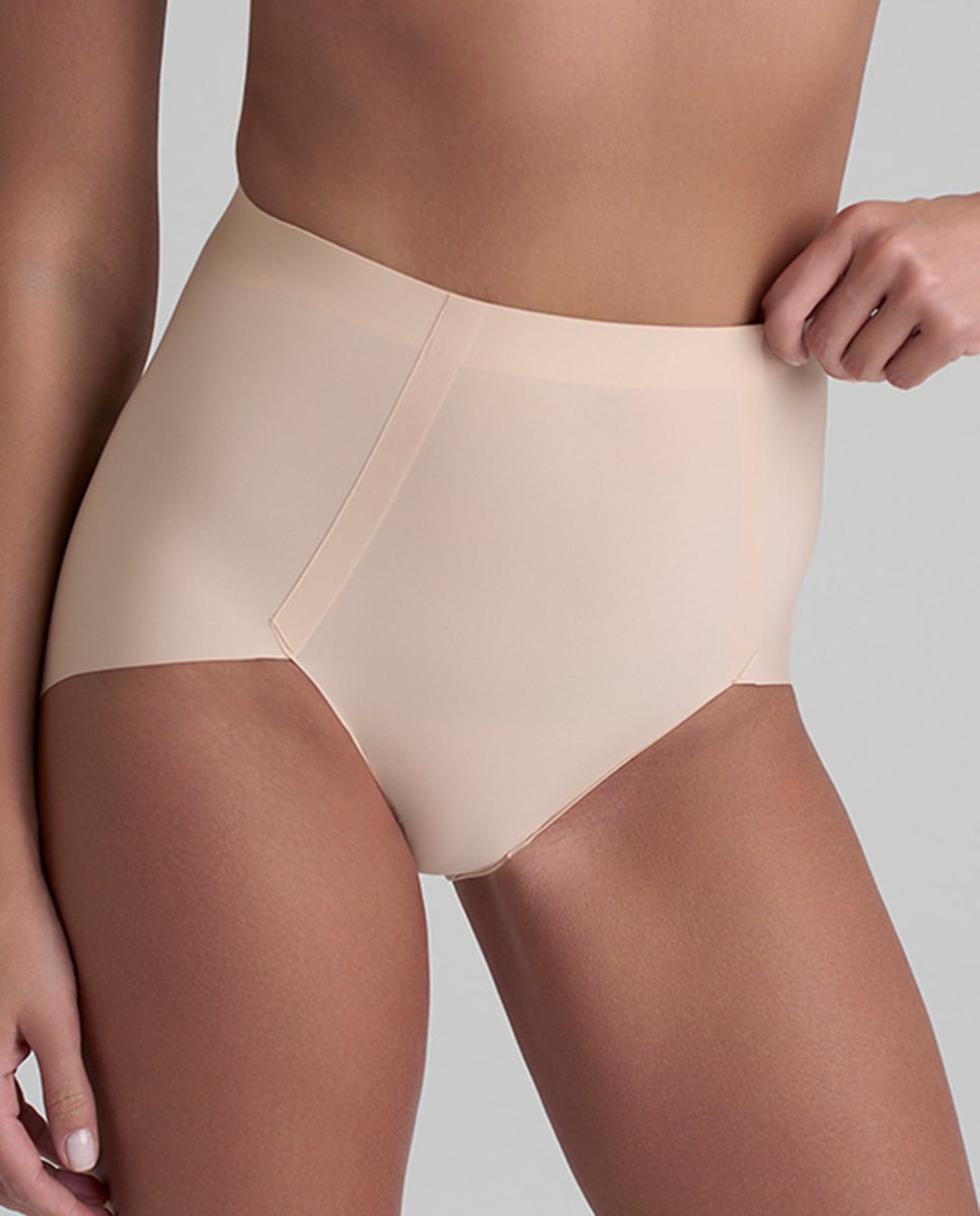 Pack de 2 Cuecas Adelgaçantes de Controlo Médio Invisíveis Bege-1