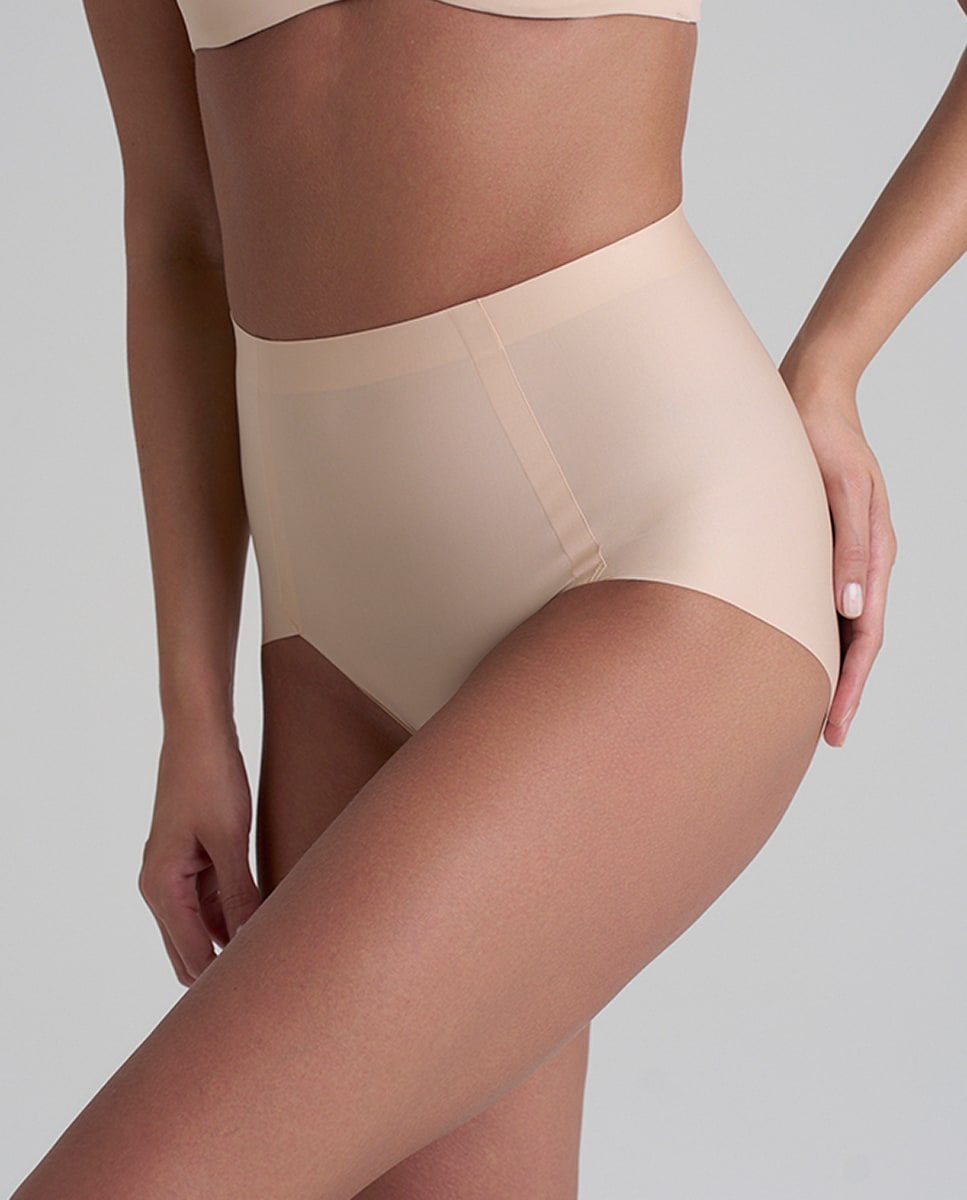 Pack de 2 Cuecas Adelgaçantes de Controlo Médio Invisíveis Bege-3