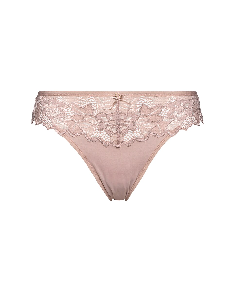 Cueca de Renda com Acabamento de Corte de Laser Natural-1