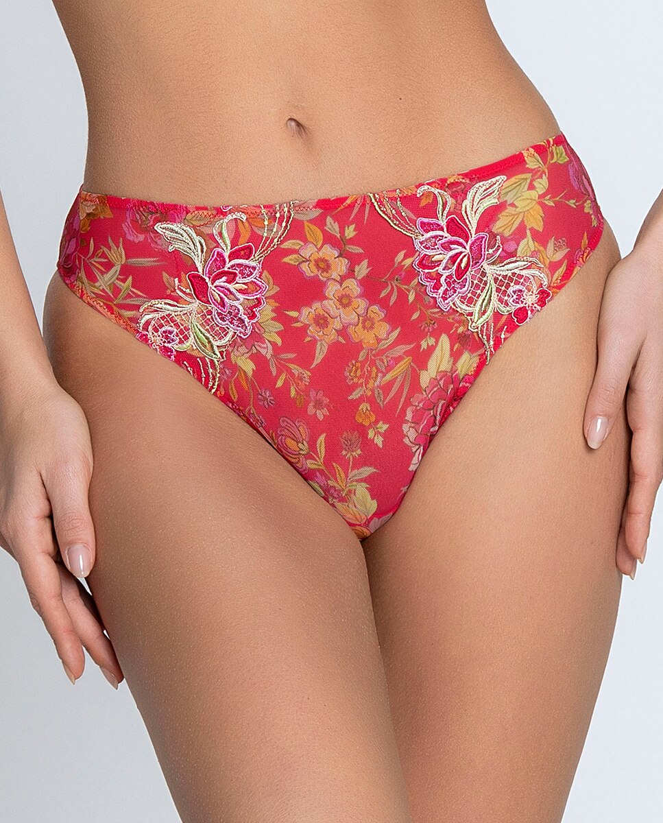 Cueca com Bordados e Rendas Vermelho-1