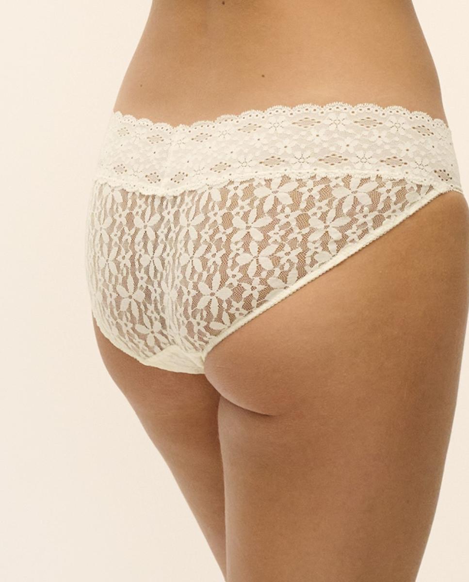 Cueca Halo Lace com Renda Floral Cru-2