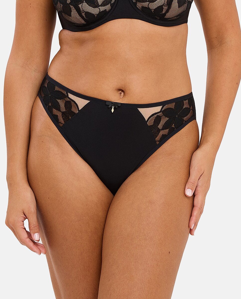 Cueca de Renda e Microfibra Preto-1