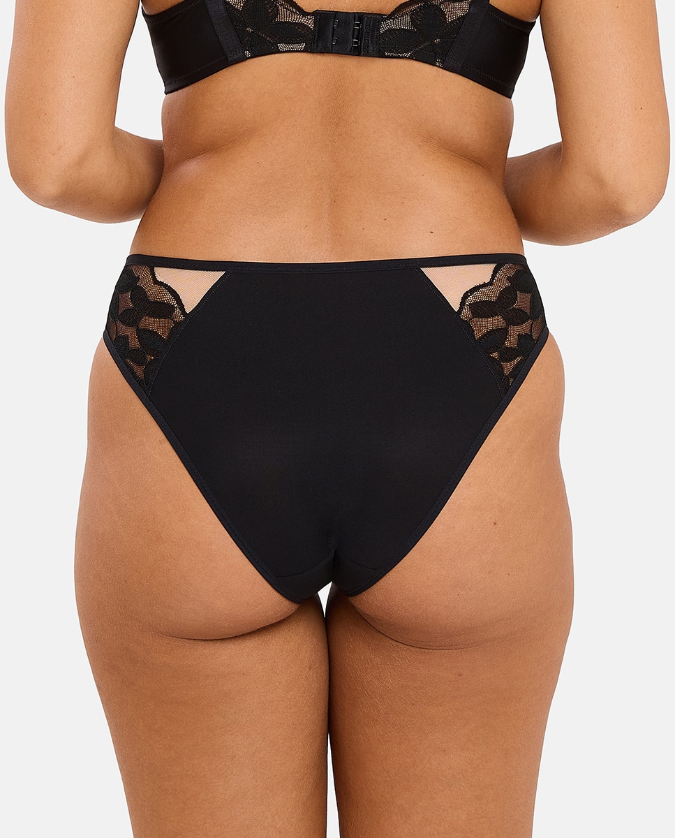 Cueca de Renda e Microfibra Preto-2