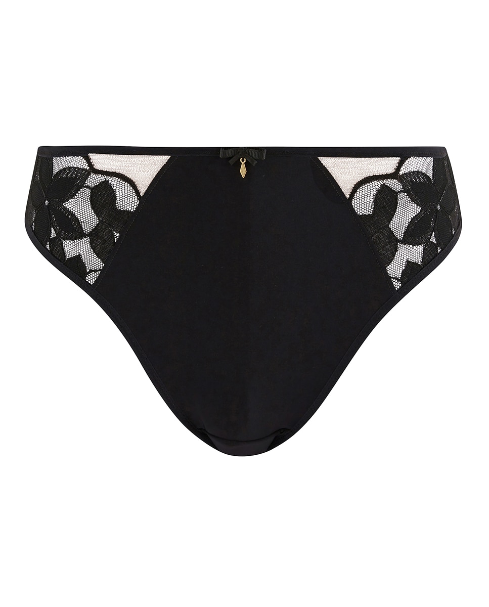 Cueca de Renda e Microfibra Preto-3
