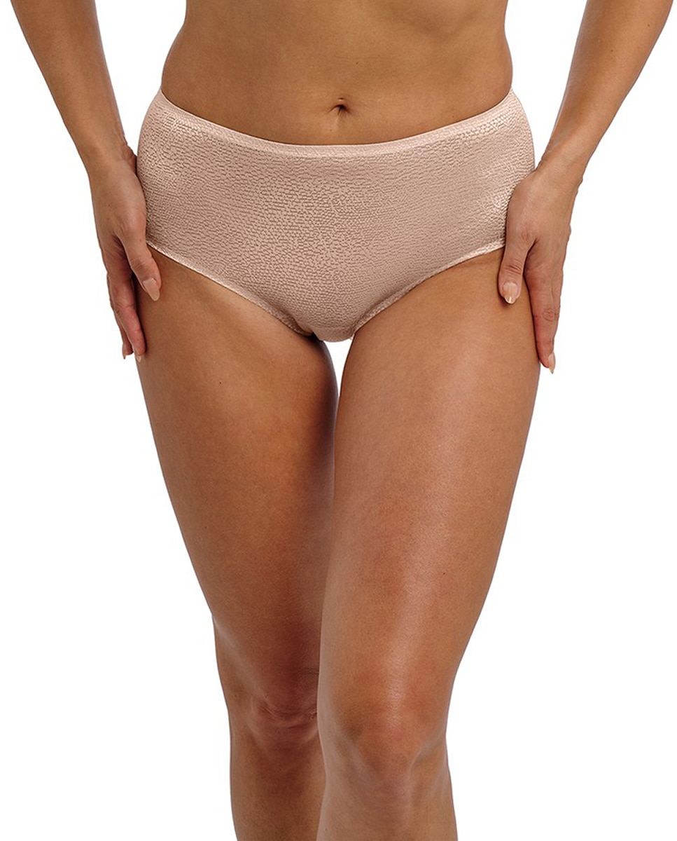 Cueca de Cintura Subida em Tecido de Jacquard Iridescente Natural-1