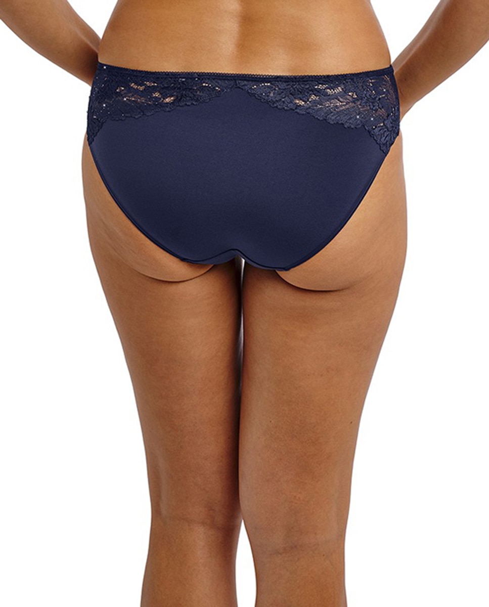 Cueca de Cintura Média com Renda Floral Azul-2