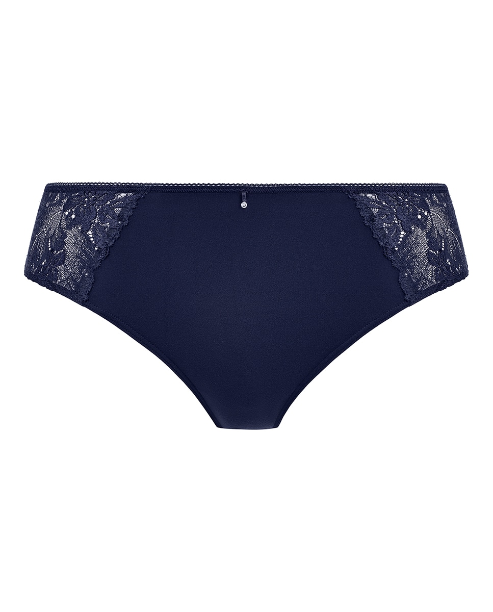 Cueca de Cintura Média com Renda Floral Azul-4