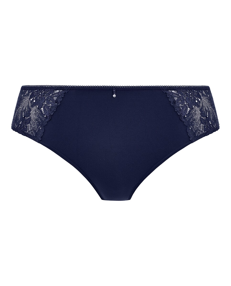 Cueca de Cintura Média com Renda Floral Azul-4