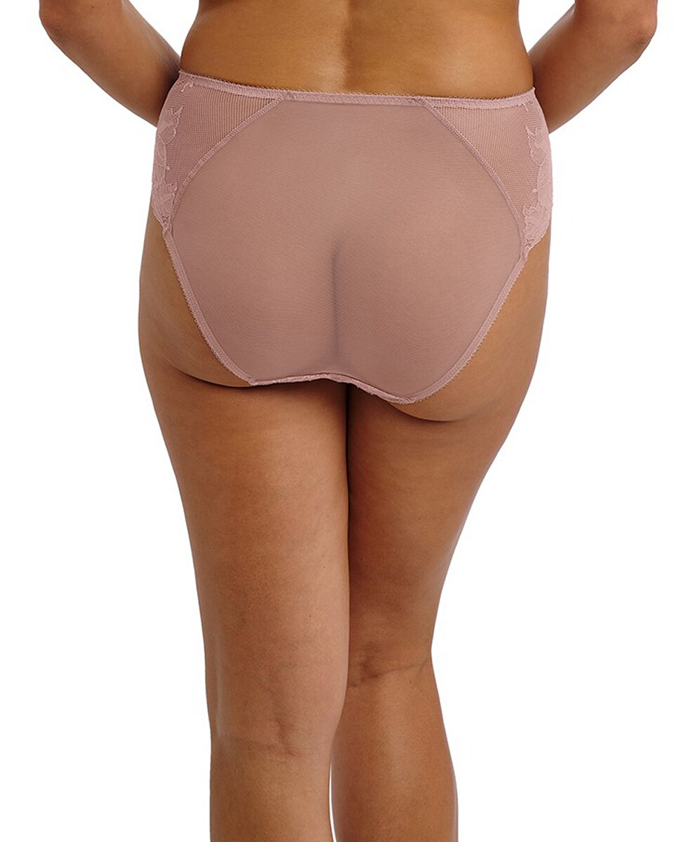 Cueca de Cintura Média de Renda Floral à Frente e Lisa Atrás Sedução Rosa-2