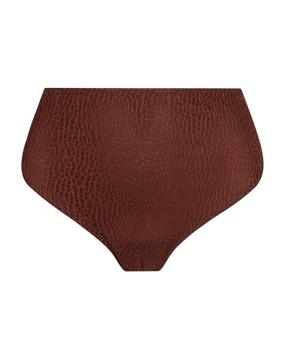 Cueca Tamanho Normal Muito Cómoda com Bom Suporte à Frente e Atrás. Tecido de Renda Suave Castanho-escuro-1