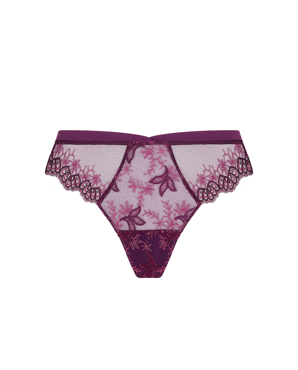 Cueca de Forma Clássica Enriquecida com Bordados e Rendas Beringela-6