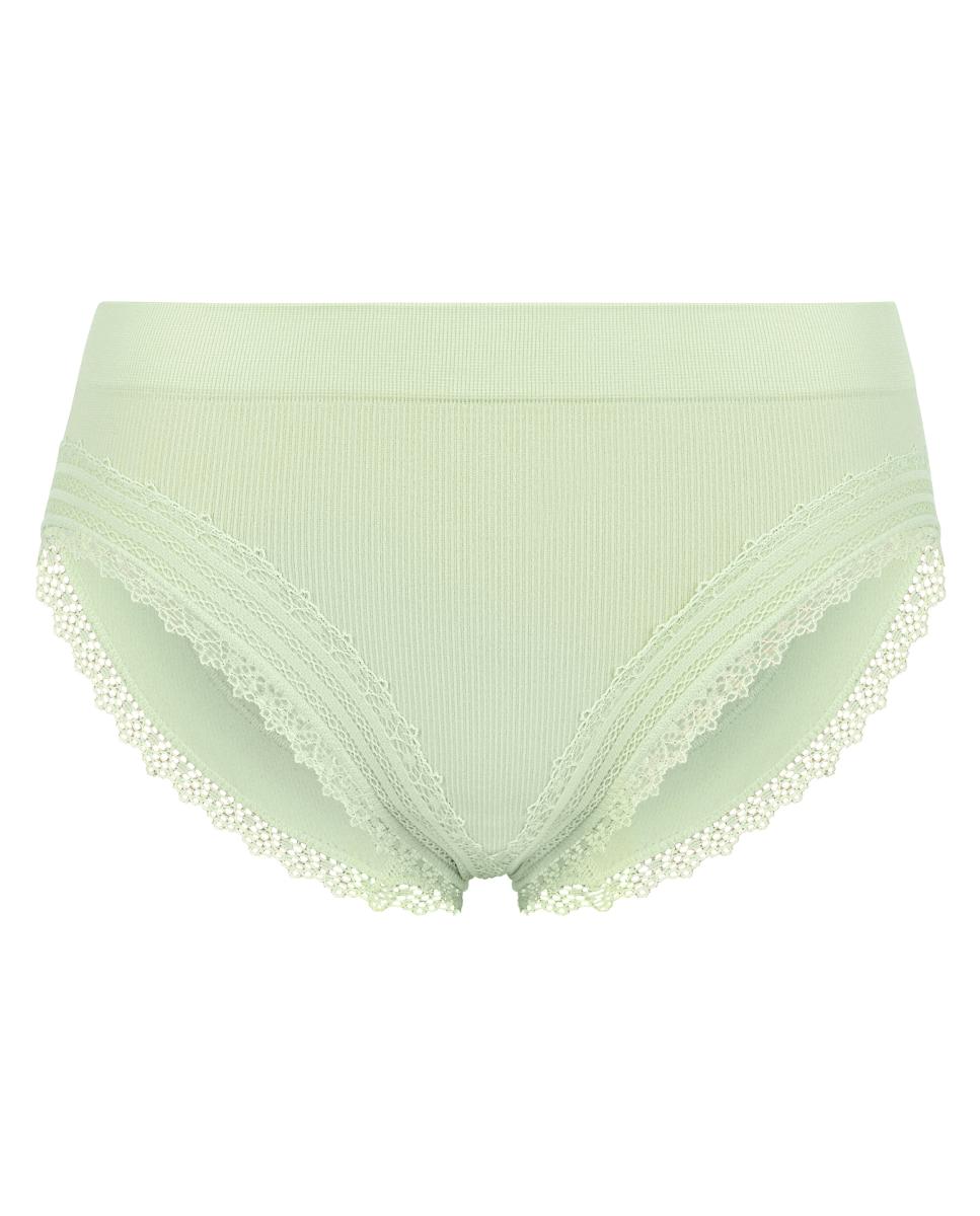 Cueca sem costuras e com renda Verde-claro-3