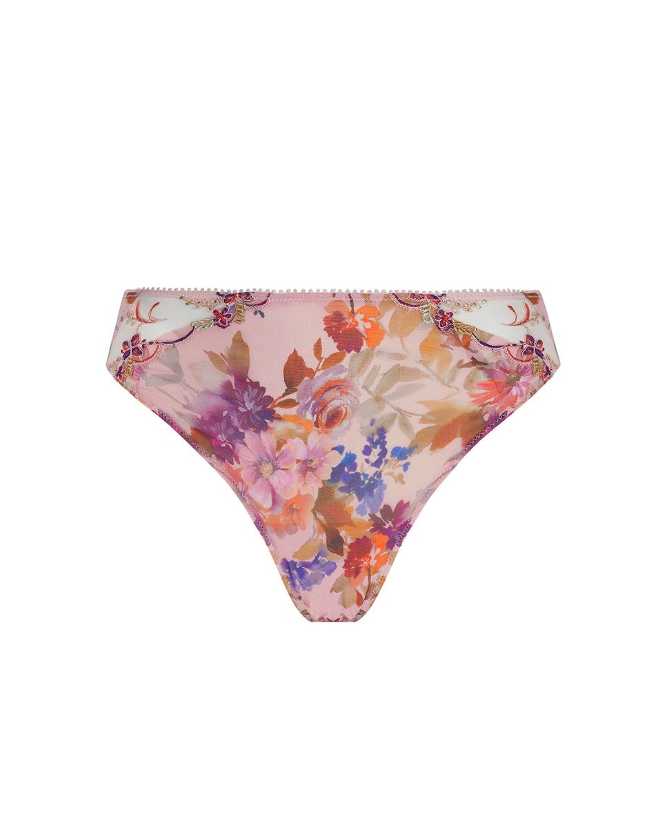Cueca de Forma Clássica. Enriquecida com Bordados e Rendas Rosa-4