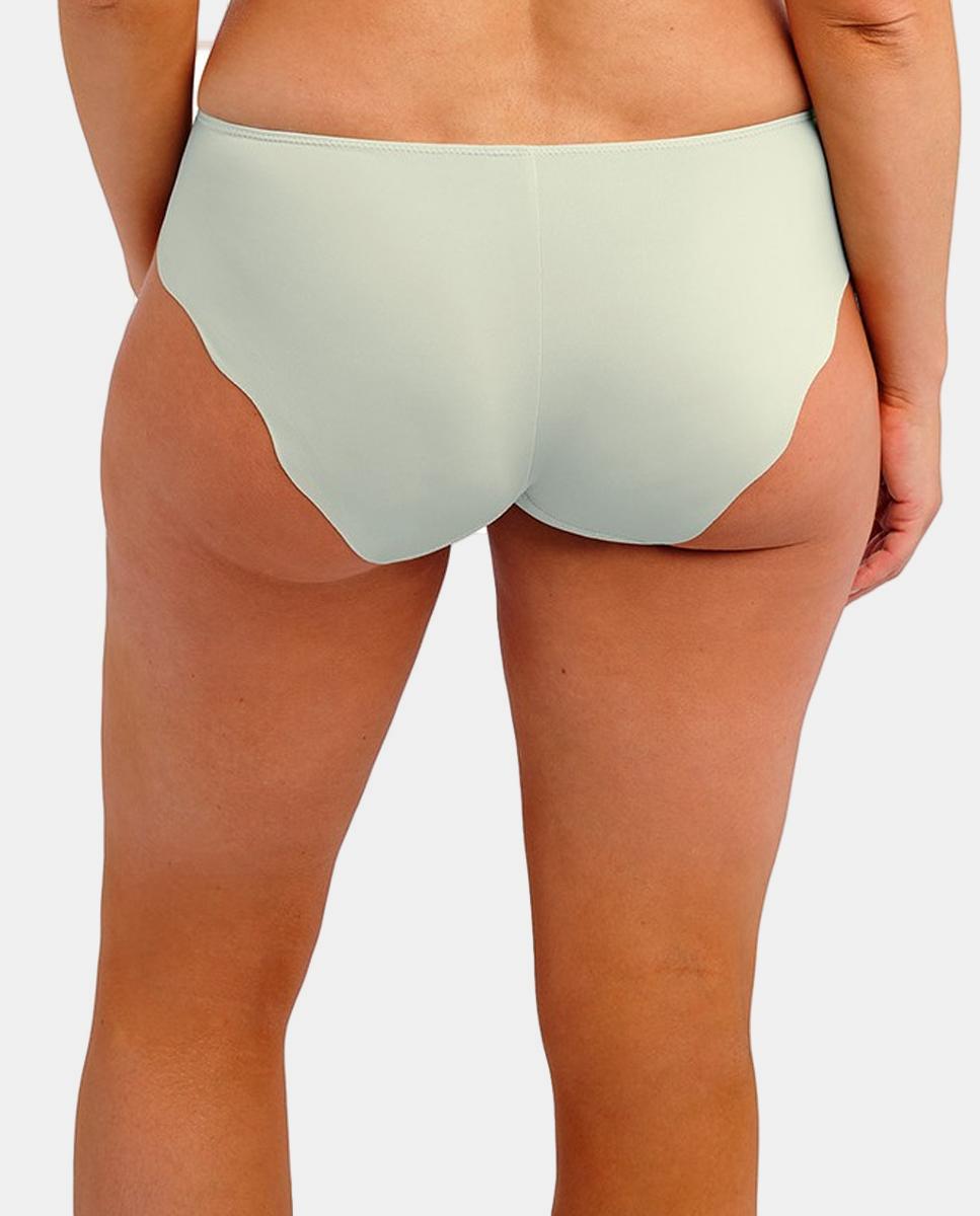 Cueca Tamanho Médio Lisa de Renda com Impressão Floral Bege-2