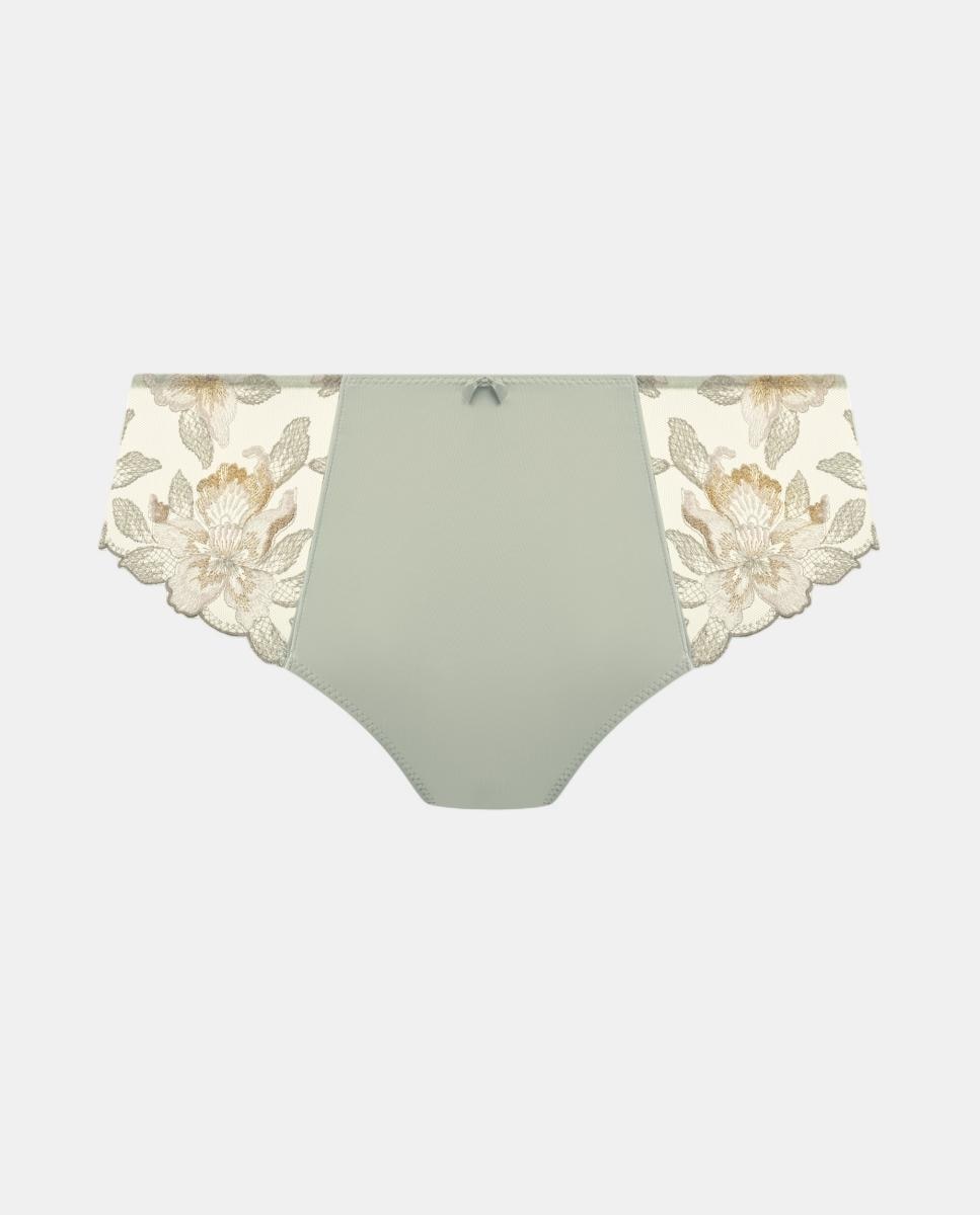 Cueca Tamanho Médio Lisa de Renda com Impressão Floral Bege-4