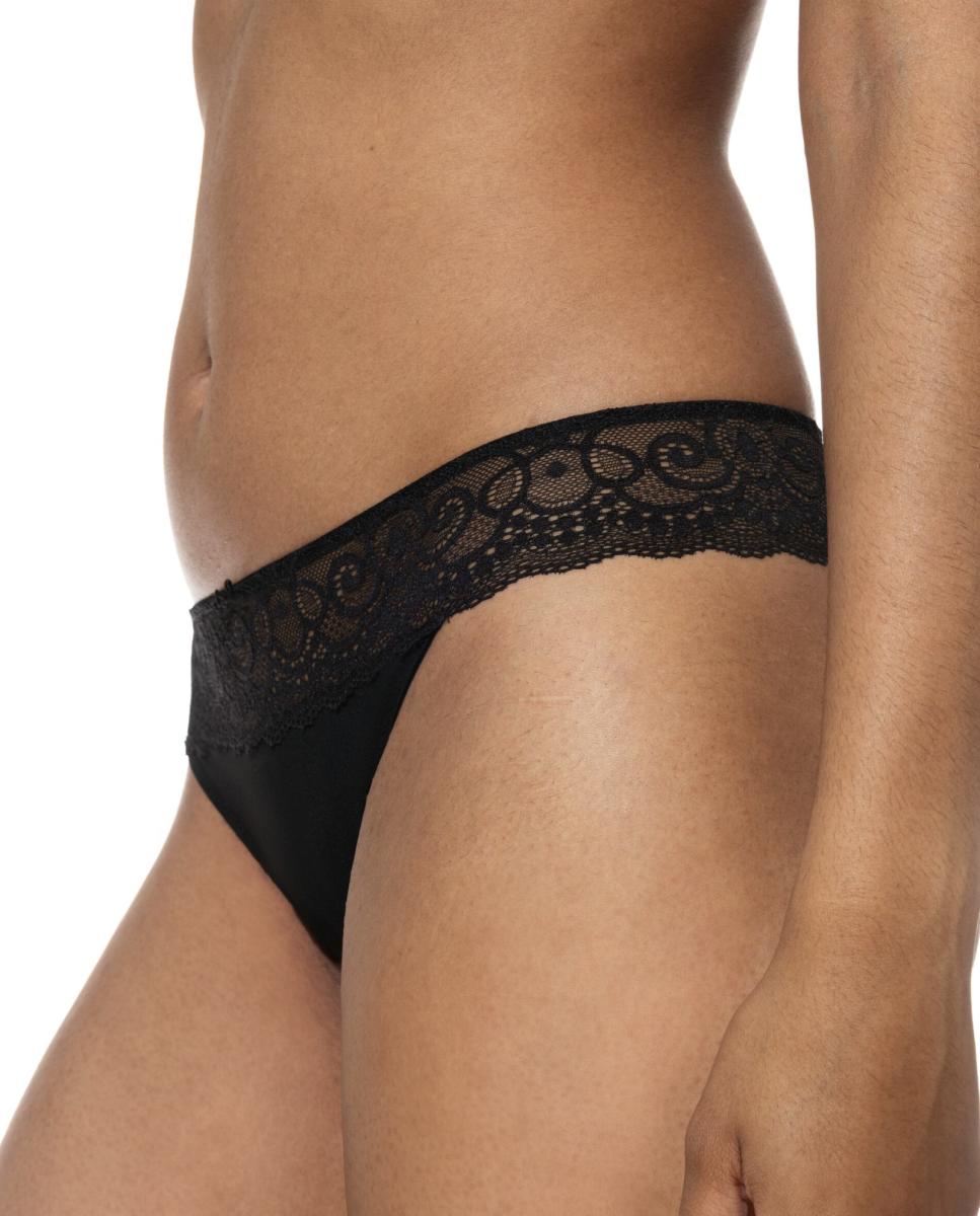 Mini Cueca com Renda na Cintura Preto-3