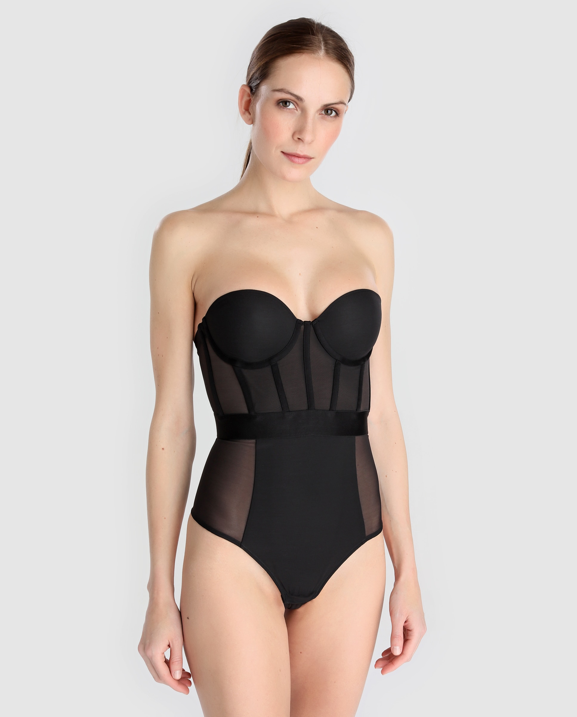 Body Sheers Dkny balconette com alças e tecido transparente Preto-3