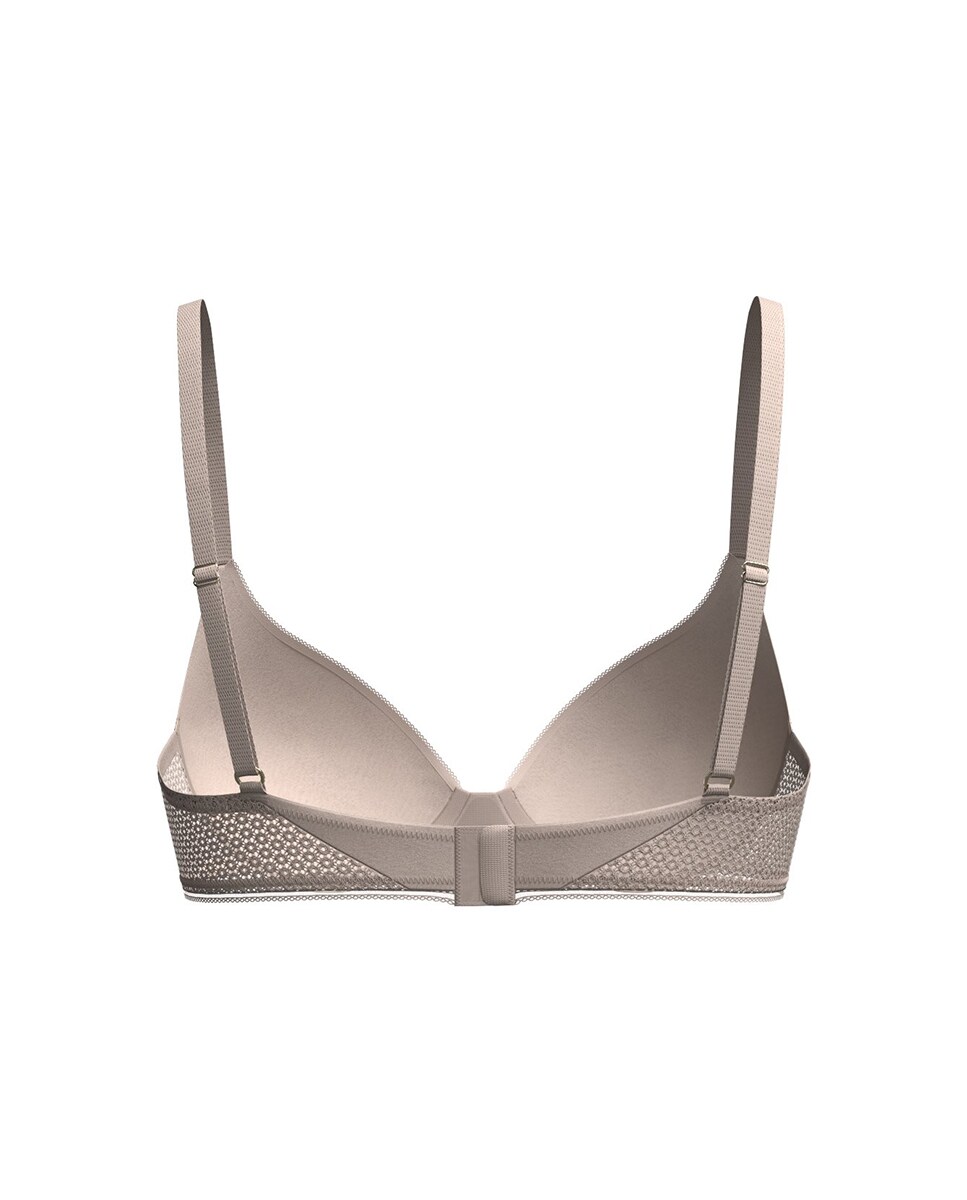 Soutien Tipo Push-Up com Copas Fixas e Alças Ajustáveis Bege-2