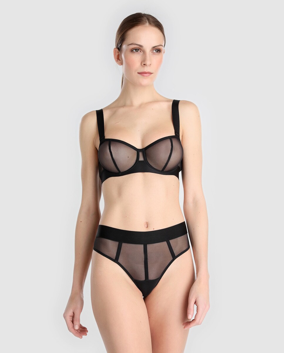 Soutien Sheers Dkny bandeau com alças extraíveis Preto-3