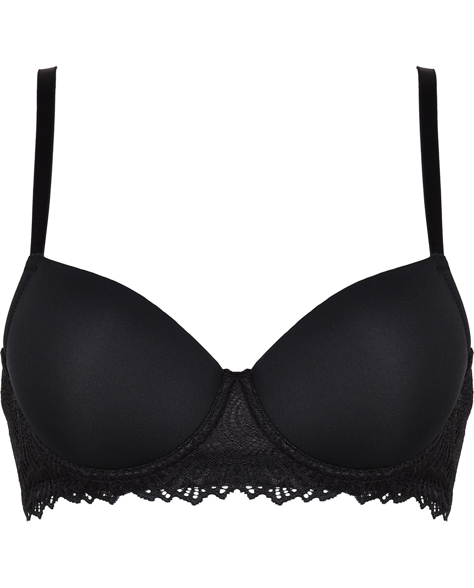 Sujetador Con Aro Copa Preforada Laterales Encaje - Naturana - Negro Negro-3