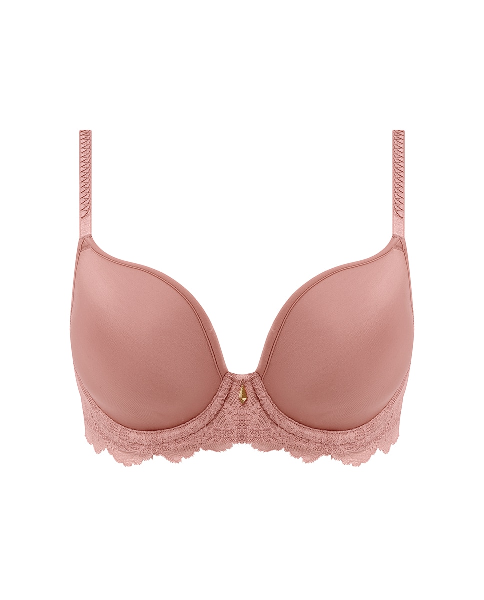Soutien de Aro com Copa Lisa Almofadada e Renda Rosa-4