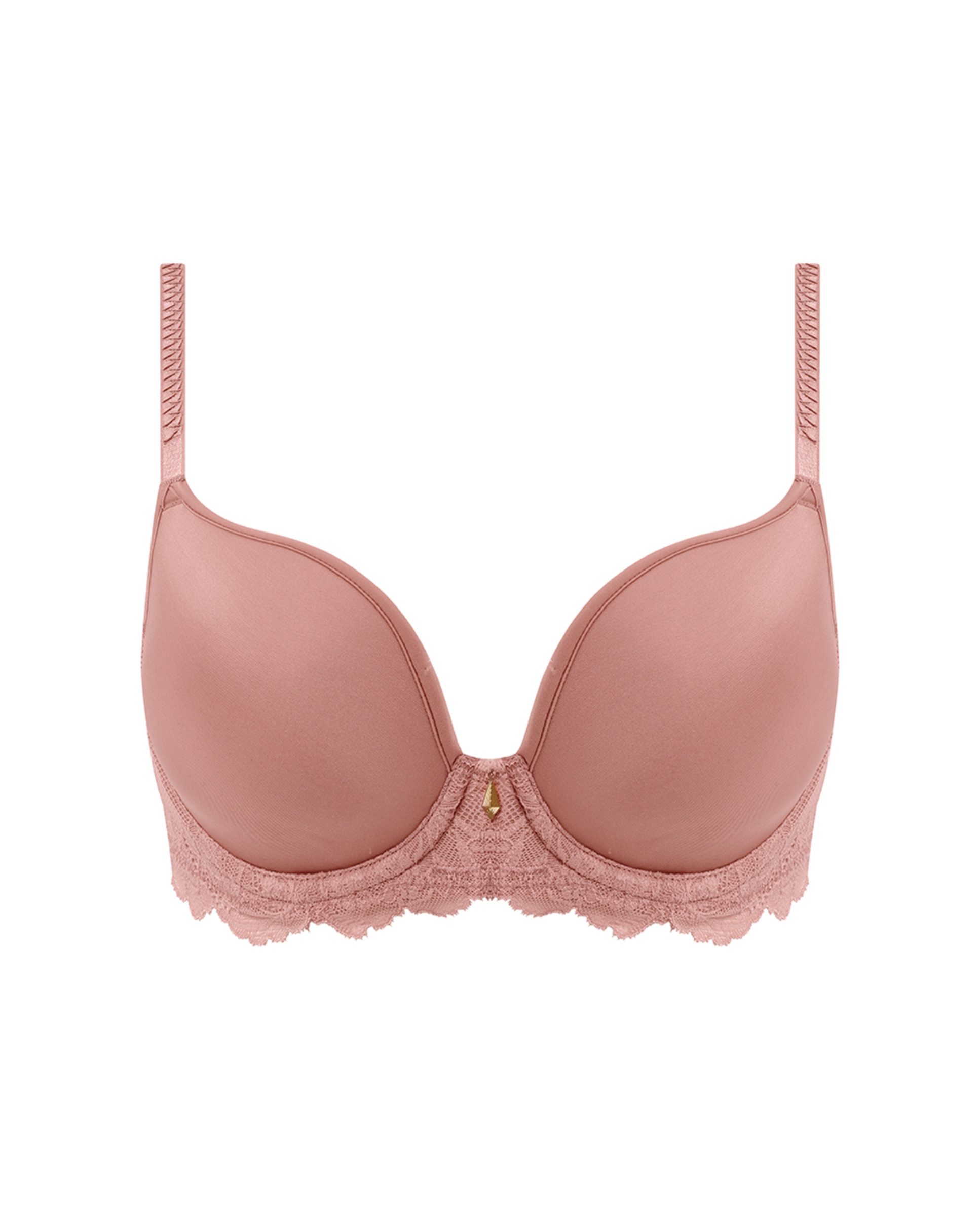 Soutien de Aro com Copa Lisa Almofadada e Renda Rosa-4