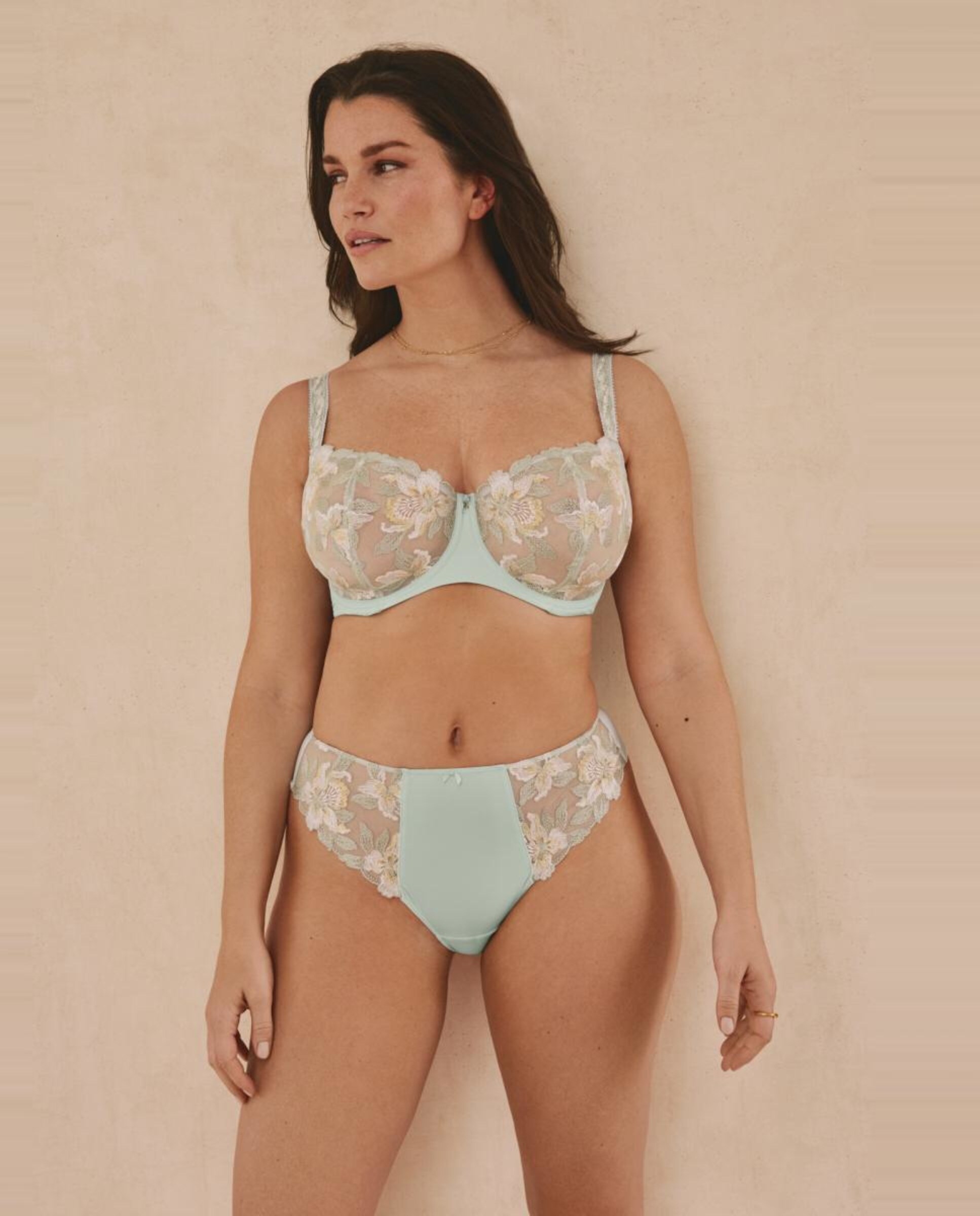 Soutien Balconet de Aro e Renda com Bordado e Impressão Floral Bege-4