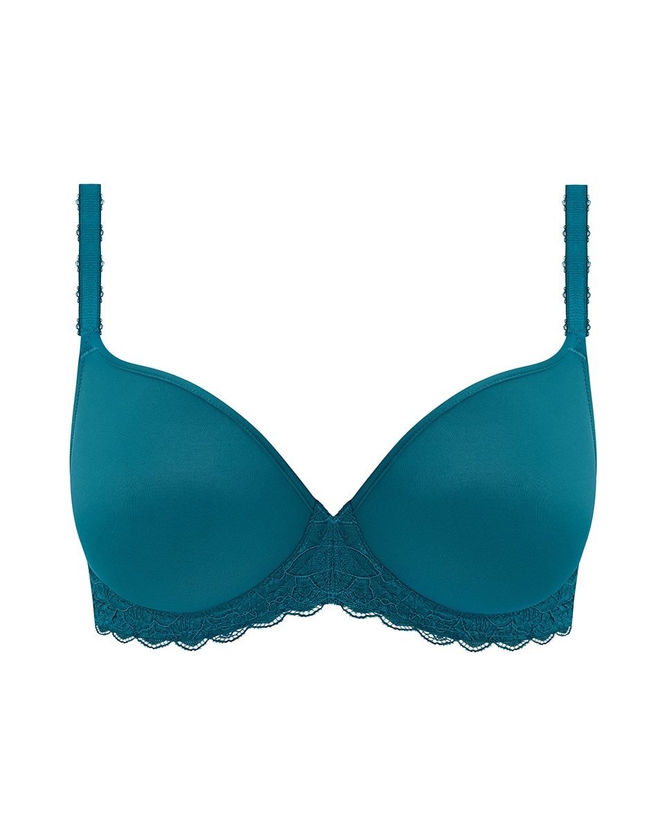 Soutien de Aro com Copa Lisa Almofadada e Renda Elástica Azul-4