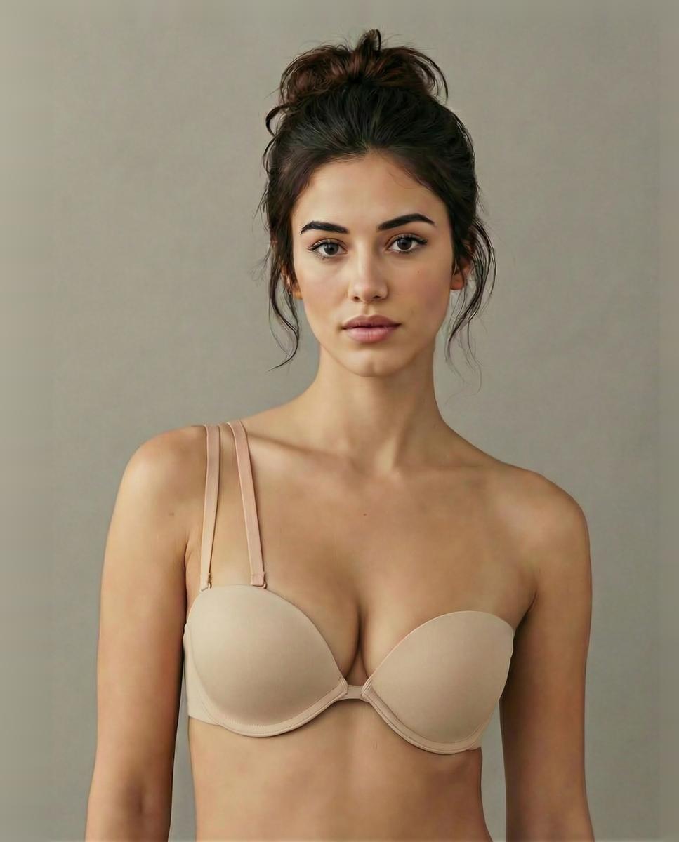 Soutien com Armação Push-Up Multiposições e Multiusos, em Tecido Suave e Invisível Bege-3