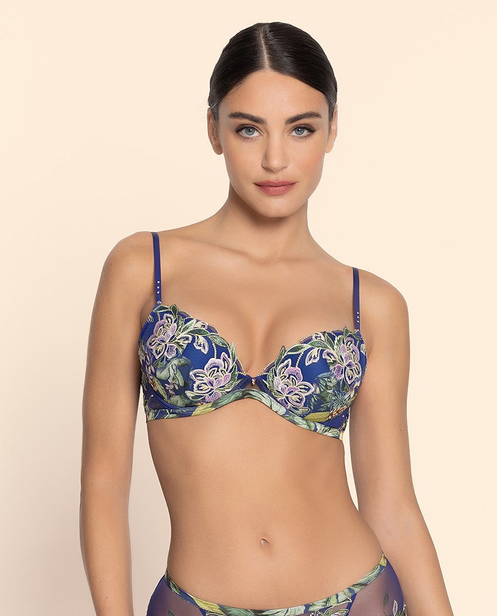 Imagen 0 de Sujetador con aros y tul bordado de mujer Multicolor