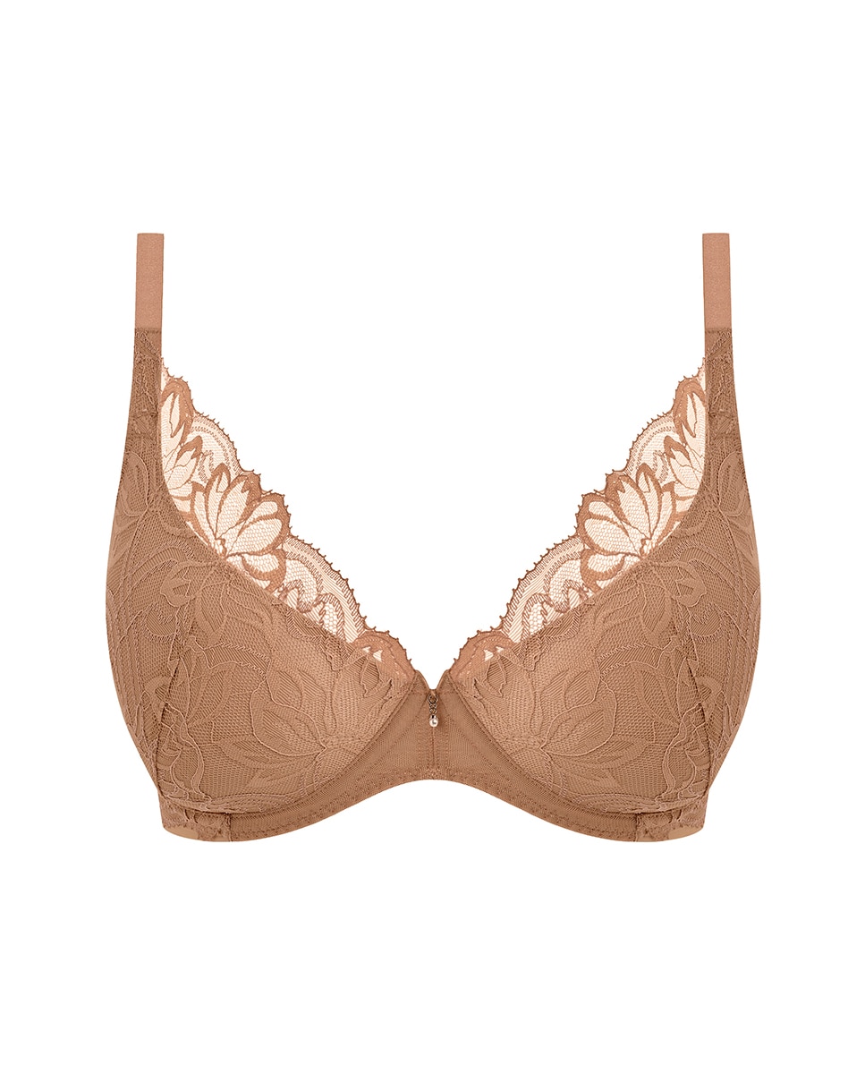 Soutien Push-Up de Renda Floral Plana Preto-4