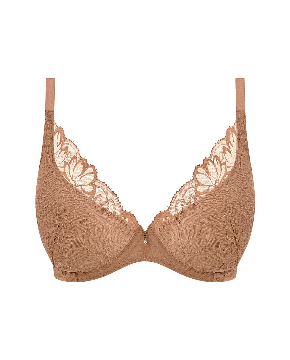 Soutien Push-Up de Renda Floral Plana Preto-4