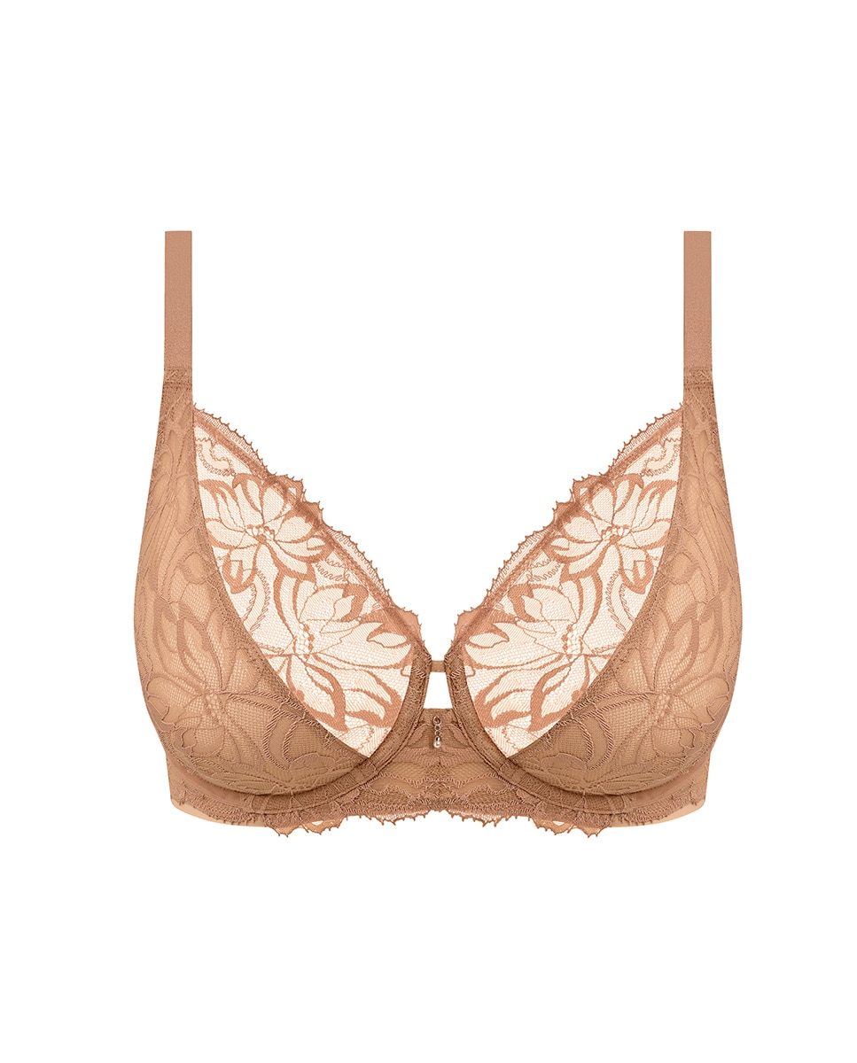 Soutien Push-Up de Renda Floral Plana Preto-5
