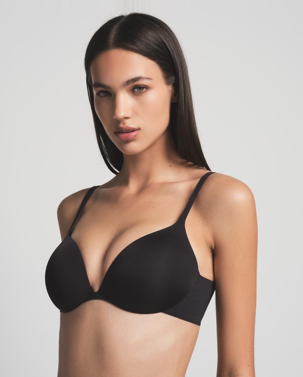 Imagen 0 de sujetador push-up con escote profundo. Negro