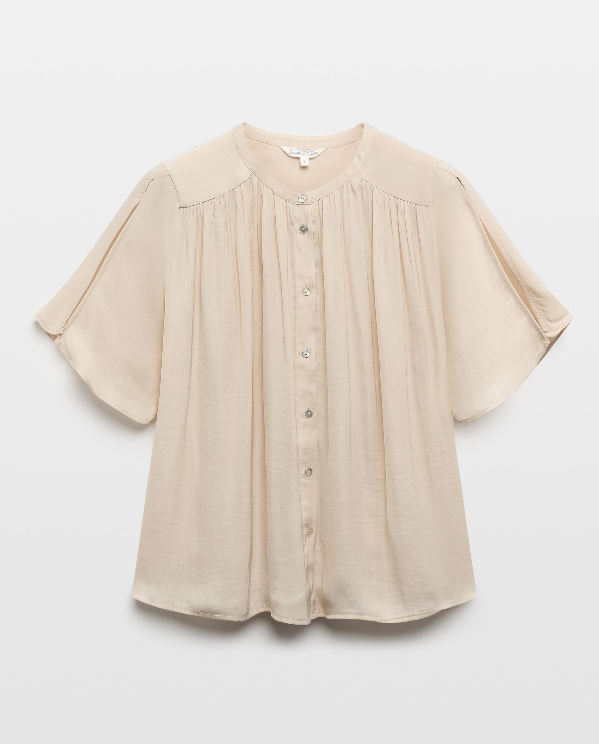 Blusa de mujer con manga de capa - Southern Cotton - Beige Beige-4