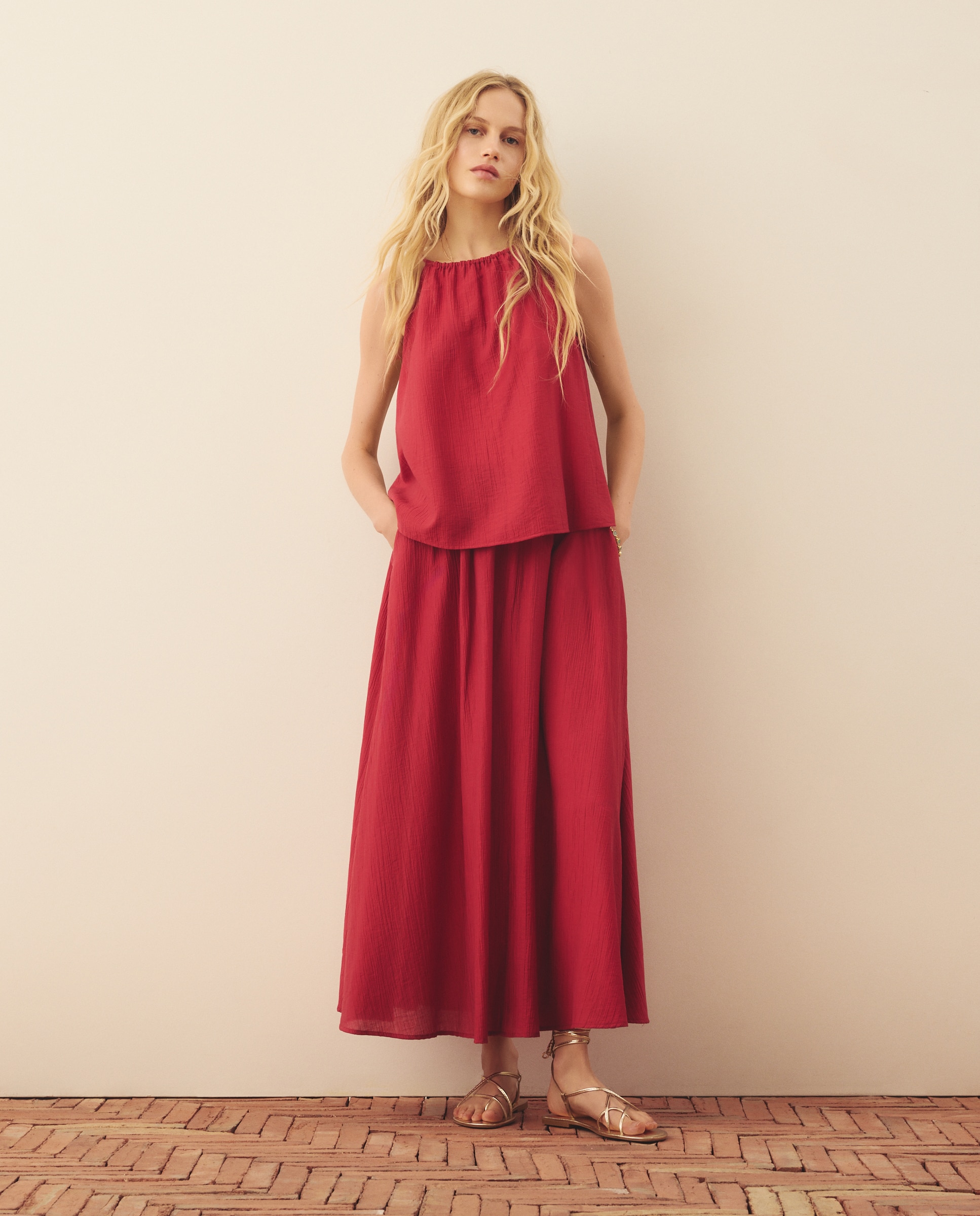 Top halter de mujer realizado en tencel - Southern Cotton - 600 Rojo 600 Rojo-2